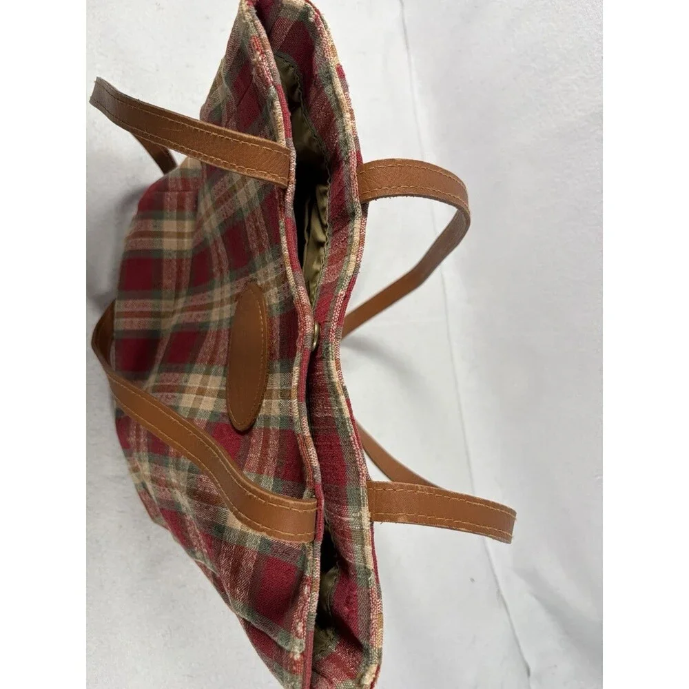 Vintage Longaberger Plaid Tote/Purse Shoulder Strap 2 Interior Pockets USA